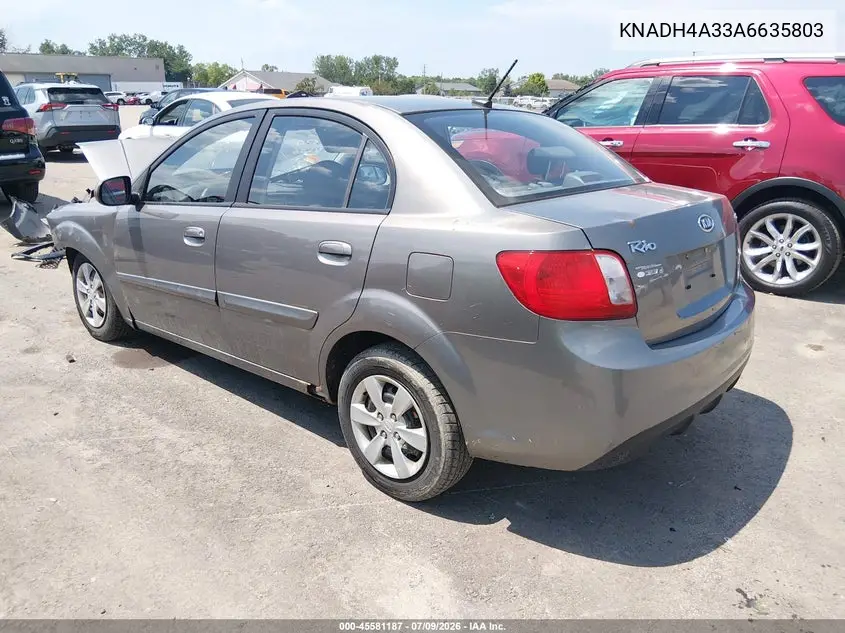 2010 Kia Rio Lx VIN: KNADH4A33A6635803 Lot: 45581187