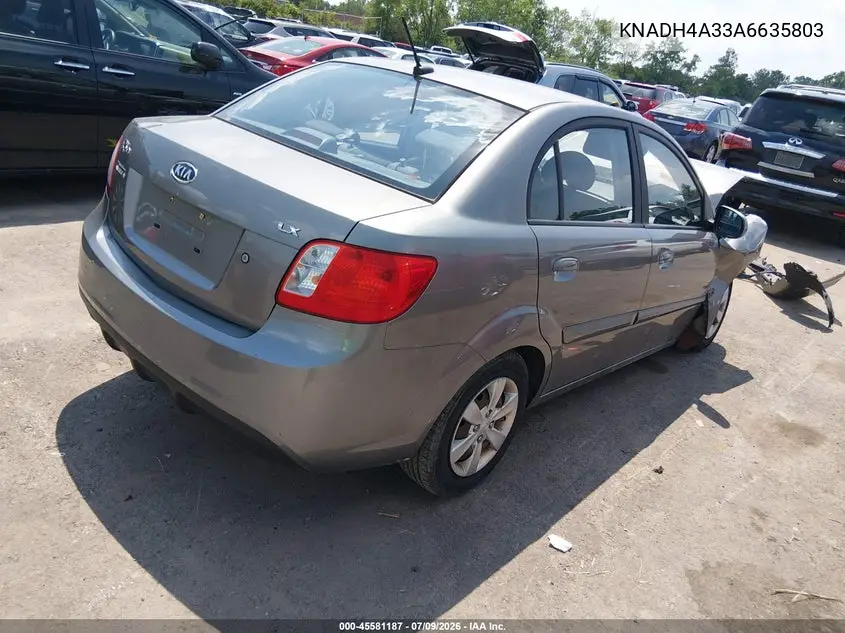 2010 Kia Rio Lx VIN: KNADH4A33A6635803 Lot: 45581187