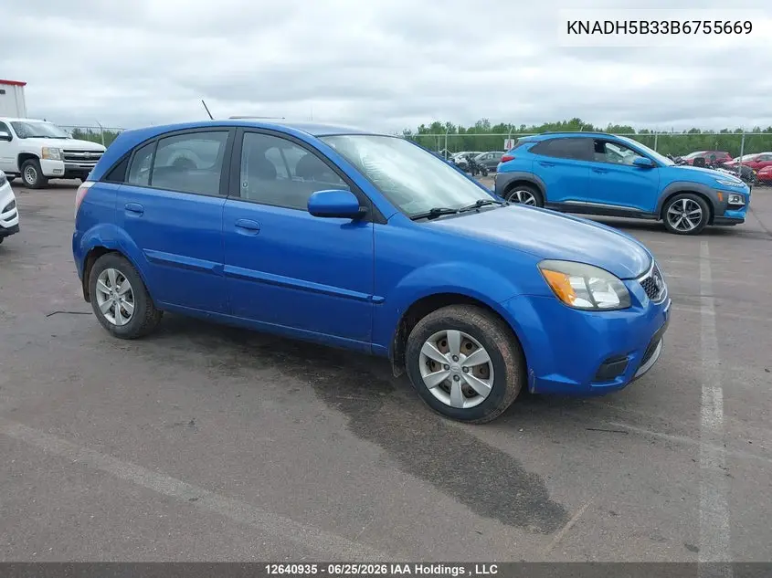 2011 Kia Rio5 Ex/Ex-Convenience/Ex-Sport VIN: KNADH5B33B6755669 Lot: 12640935
