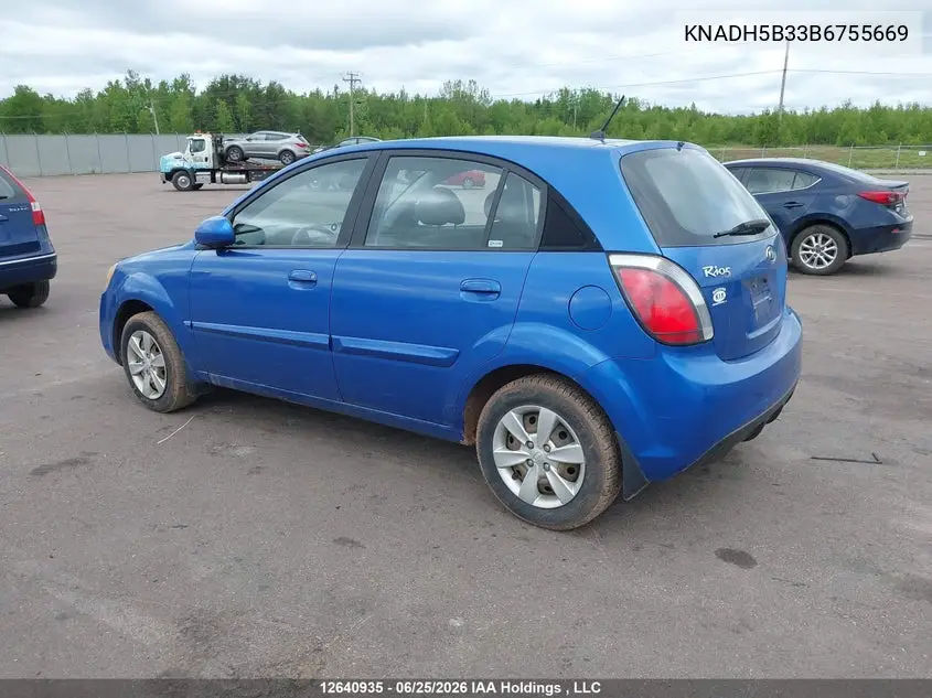 2011 Kia Rio5 Ex/Ex-Convenience/Ex-Sport VIN: KNADH5B33B6755669 Lot: 12640935