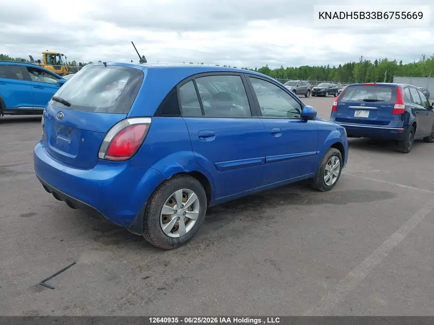2011 Kia Rio5 Ex/Ex-Convenience/Ex-Sport VIN: KNADH5B33B6755669 Lot: 12640935