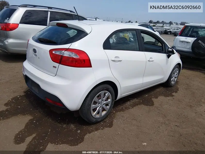 2012 Kia Rio5 Lx VIN: KNADM5A32C6092660 Lot: 45670826