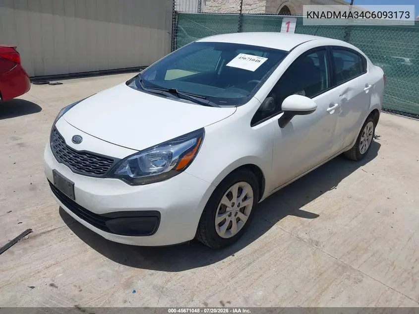 2012 Kia Rio Lx VIN: KNADM4A34C6093173 Lot: 45671048