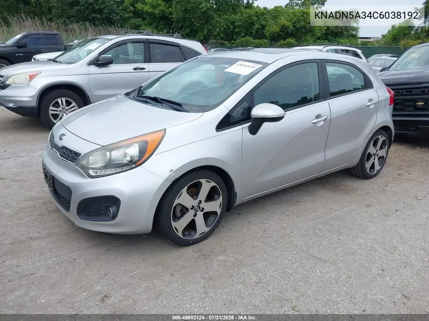2012 Kia Rio5 Sx VIN: KNADN5A34C6038192 Lot: 45692124