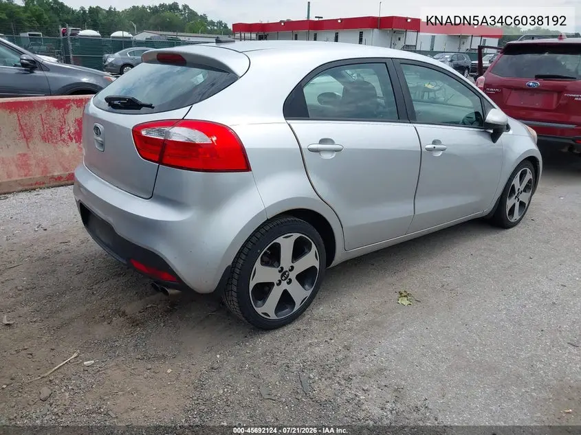 2012 Kia Rio5 Sx VIN: KNADN5A34C6038192 Lot: 45692124