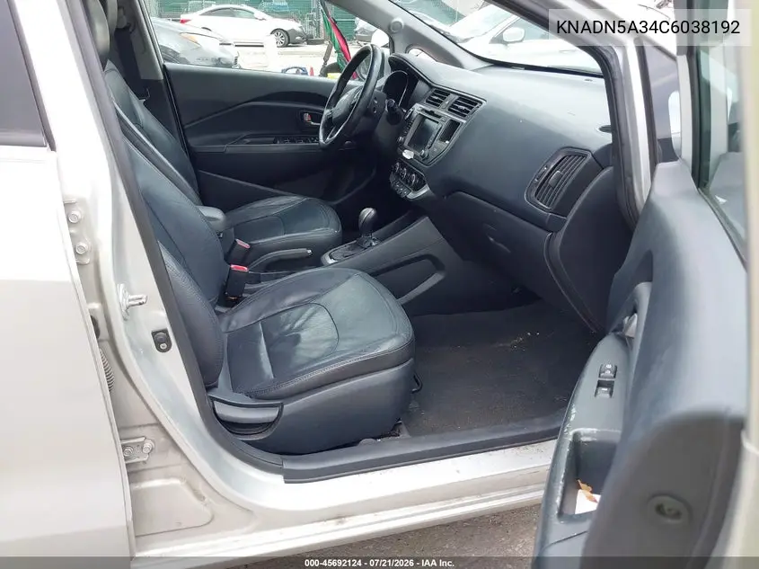 2012 Kia Rio5 Sx VIN: KNADN5A34C6038192 Lot: 45692124