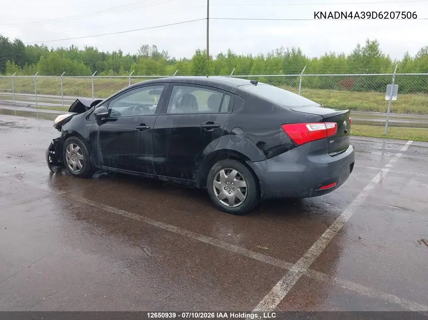 2013 Kia Rio VIN: KNADN4A39D6207506 Lot: 12650939