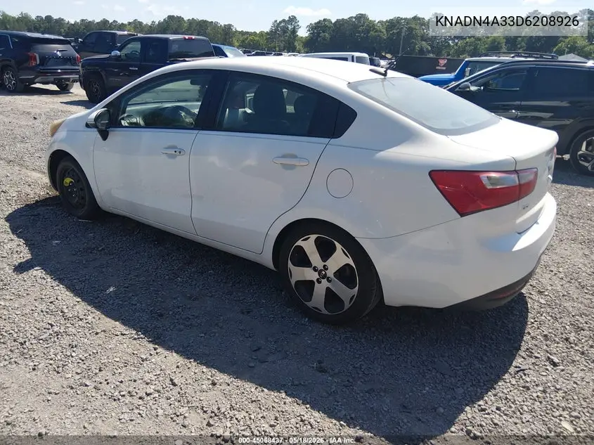 KNADN4A33D6208926 2013 Kia Rio Sx