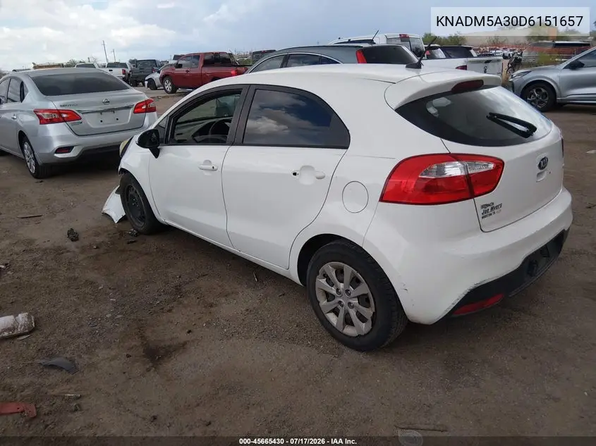 2013 Kia Rio Lx VIN: KNADM5A30D6151657 Lot: 45665430