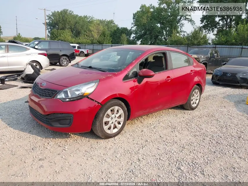2014 Kia Rio Lx VIN: KNADM4A31E6386936 Lot: 45643984
