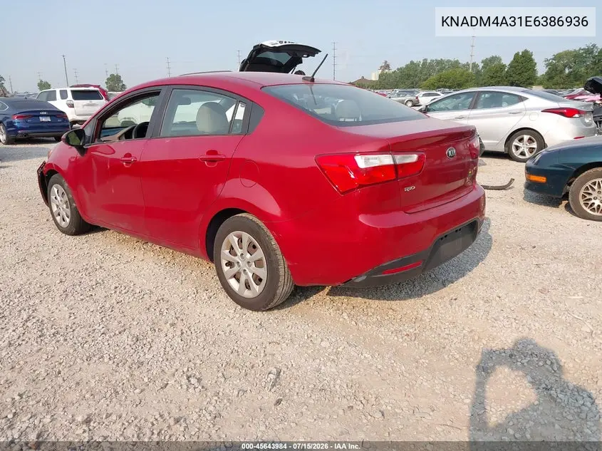 2014 Kia Rio Lx VIN: KNADM4A31E6386936 Lot: 45643984