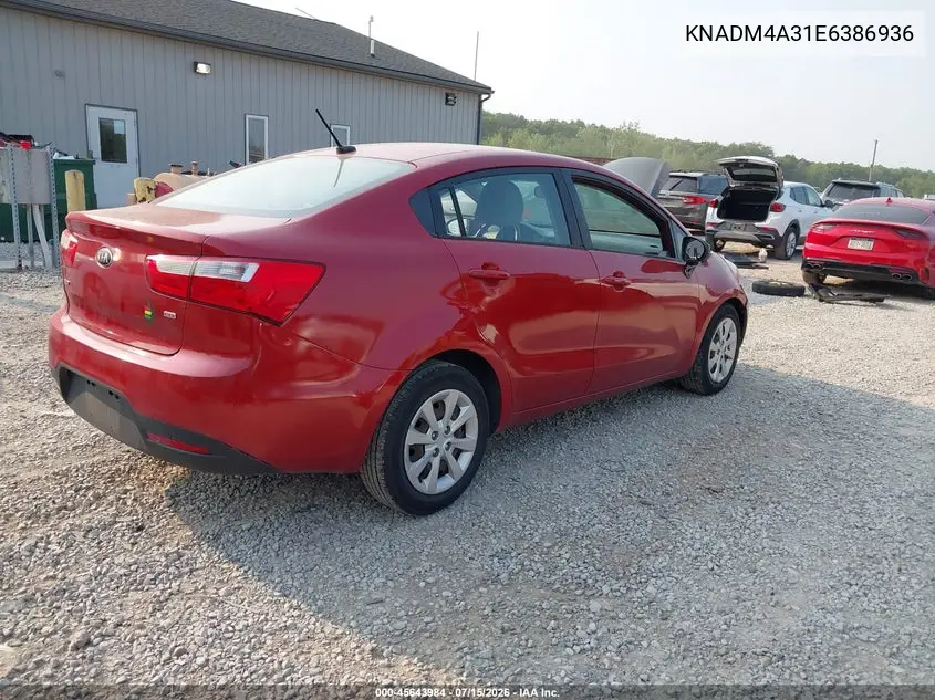 2014 Kia Rio Lx VIN: KNADM4A31E6386936 Lot: 45643984