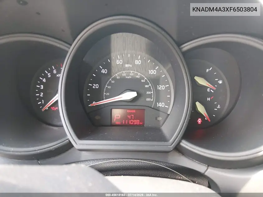 2015 Kia Rio Lx VIN: KNADM4A3XF6503804 Lot: 45618163