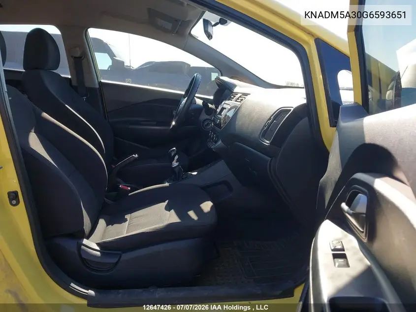 2016 Kia Rio Lx VIN: KNADM5A30G6593651 Lot: 12647426