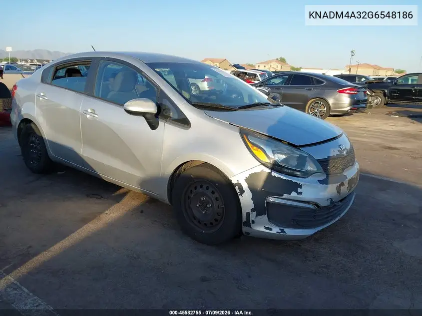 2016 Kia Rio Lx VIN: KNADM4A32G6548186 Lot: 45582755
