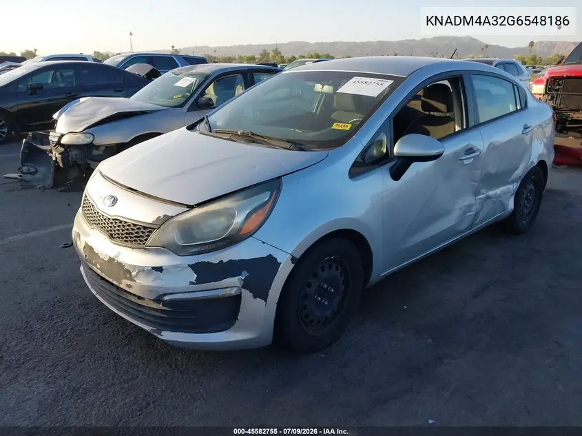 2016 Kia Rio Lx VIN: KNADM4A32G6548186 Lot: 45582755