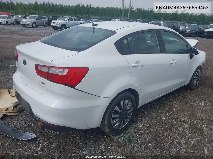 2016 Kia Rio Lx VIN: KNADM4A36G6659453 Lot: 45590397