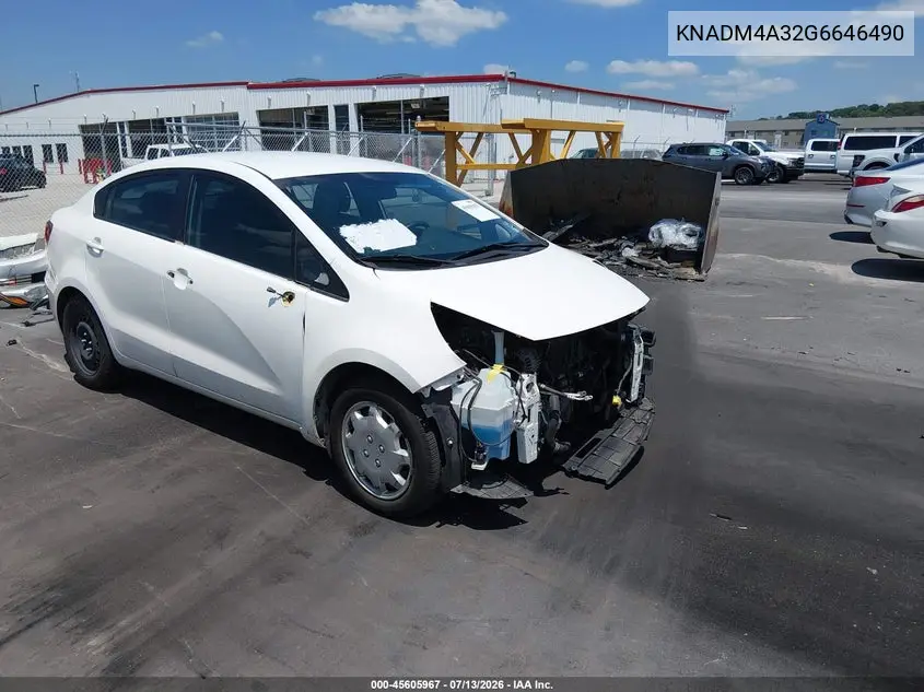 2016 Kia Rio Lx VIN: KNADM4A32G6646490 Lot: 45605967