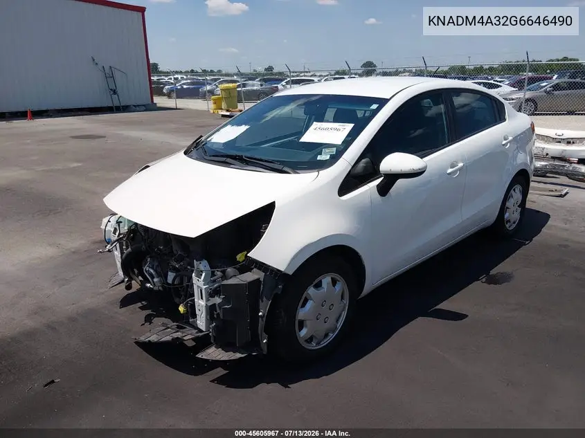 2016 Kia Rio Lx VIN: KNADM4A32G6646490 Lot: 45605967