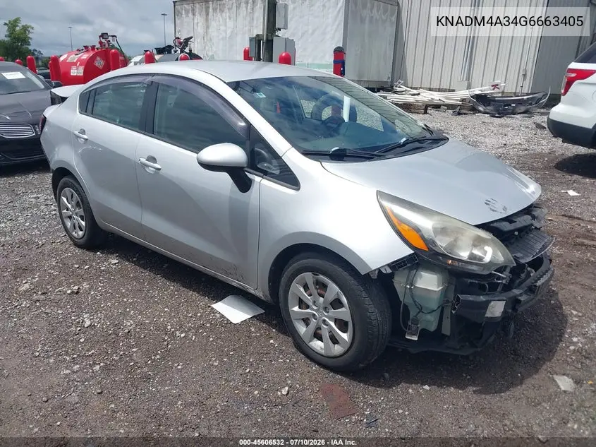 2016 Kia Rio Lx VIN: KNADM4A34G6663405 Lot: 45606532