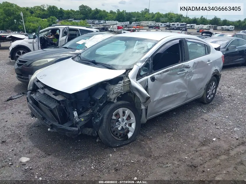 2016 Kia Rio Lx VIN: KNADM4A34G6663405 Lot: 45606532