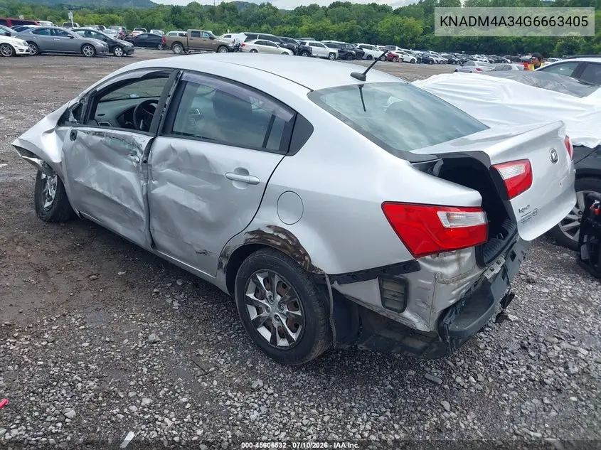 2016 Kia Rio Lx VIN: KNADM4A34G6663405 Lot: 45606532