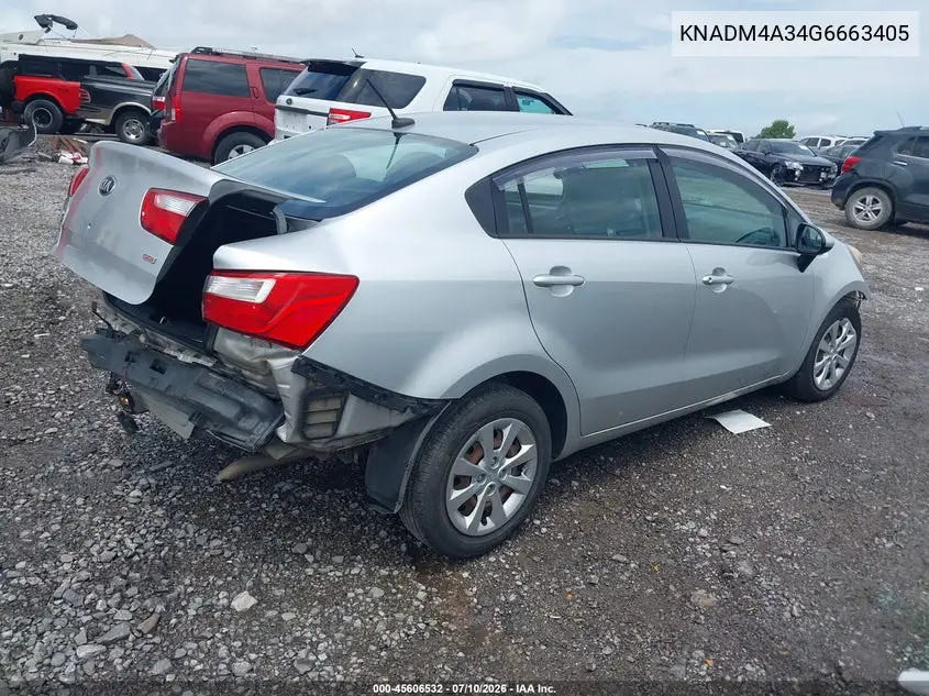 2016 Kia Rio Lx VIN: KNADM4A34G6663405 Lot: 45606532