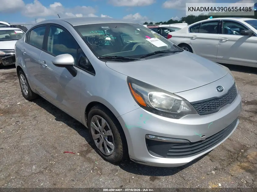 2016 Kia Rio Lx VIN: KNADM4A39G6554485 Lot: 45614401