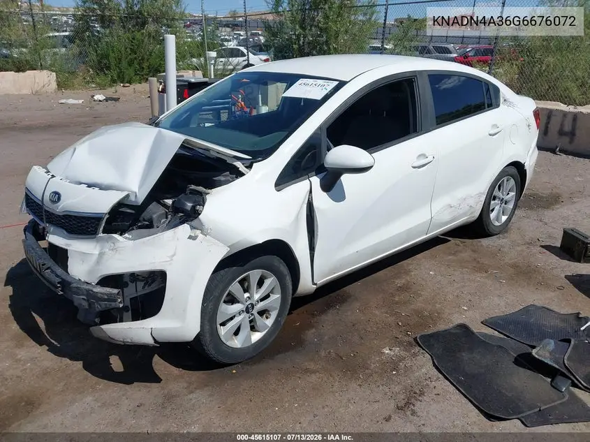2016 Kia Rio Ex VIN: KNADN4A36G6676072 Lot: 45615107