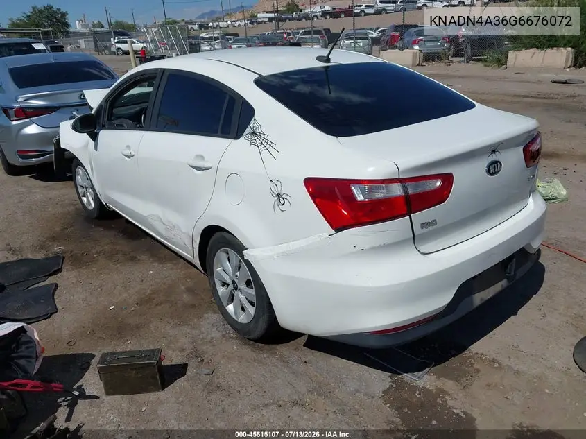 2016 Kia Rio Ex VIN: KNADN4A36G6676072 Lot: 45615107