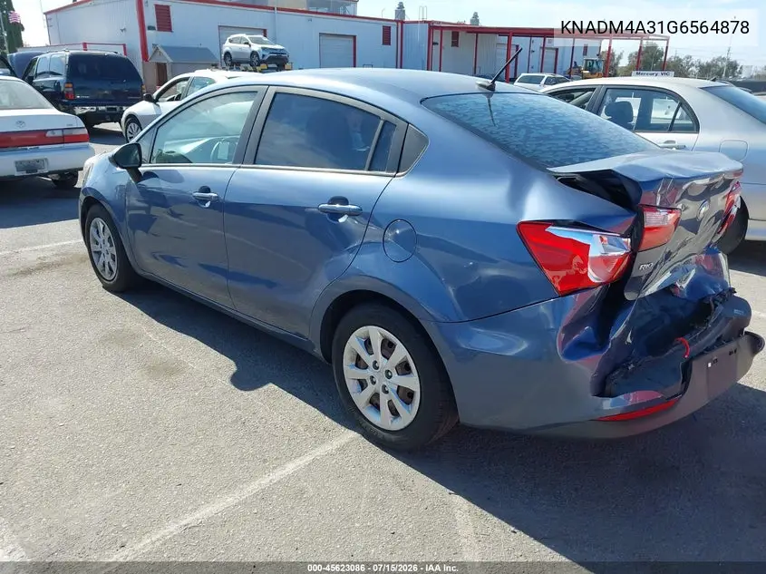 2016 Kia Rio Lx VIN: KNADM4A31G6564878 Lot: 45623086