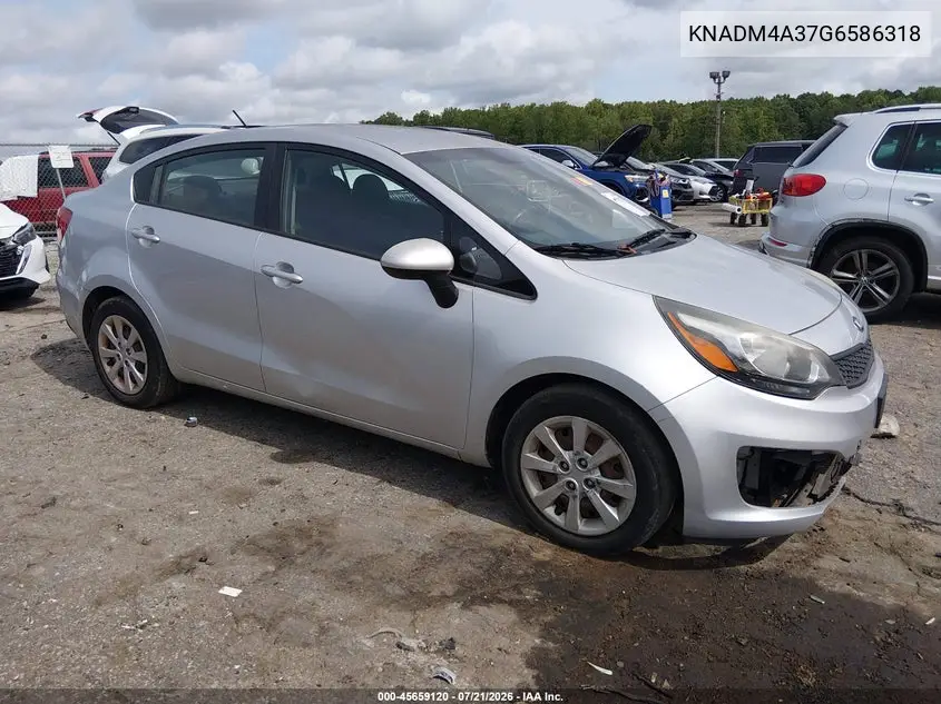 2016 Kia Rio Lx VIN: KNADM4A37G6586318 Lot: 45659120