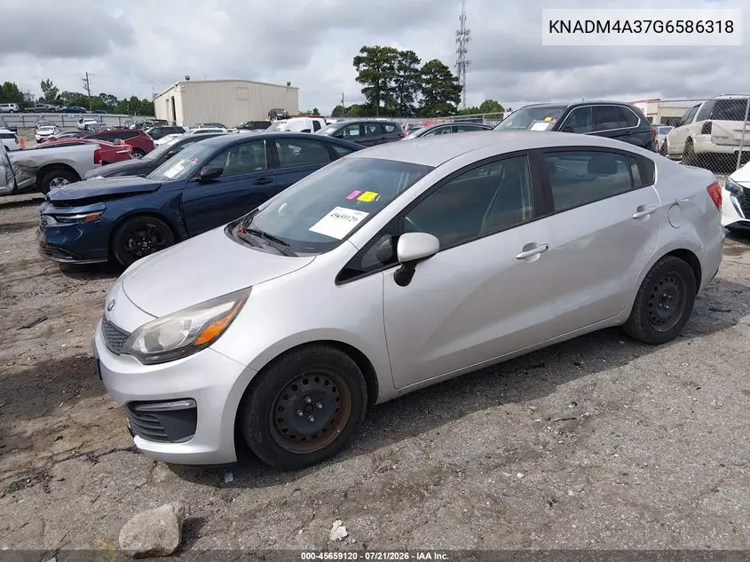2016 Kia Rio Lx VIN: KNADM4A37G6586318 Lot: 45659120
