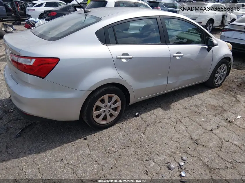 2016 Kia Rio Lx VIN: KNADM4A37G6586318 Lot: 45659120