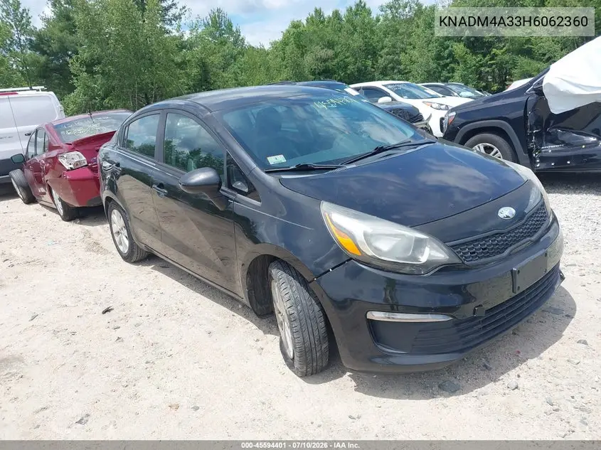 2017 Kia Rio Lx VIN: KNADM4A33H6062360 Lot: 45594401