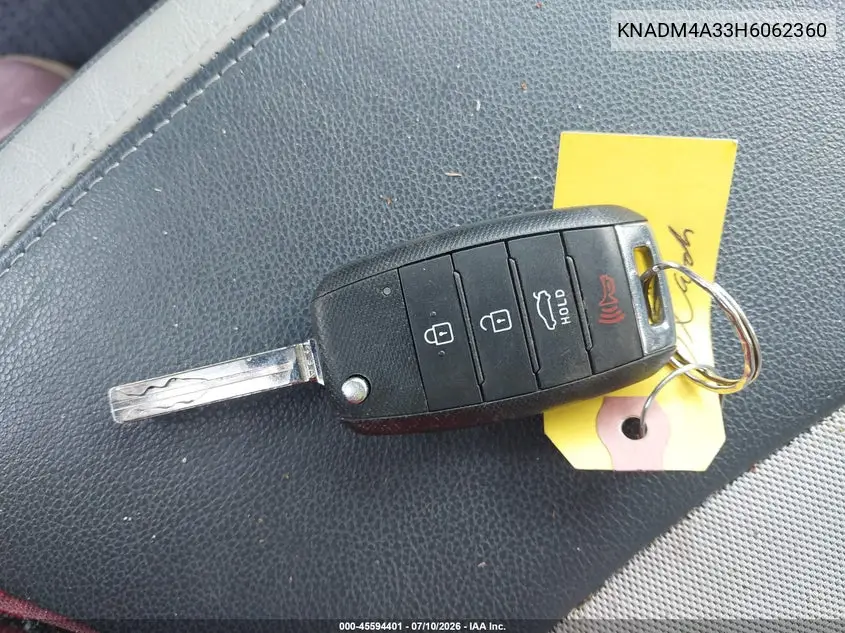 2017 Kia Rio Lx VIN: KNADM4A33H6062360 Lot: 45594401
