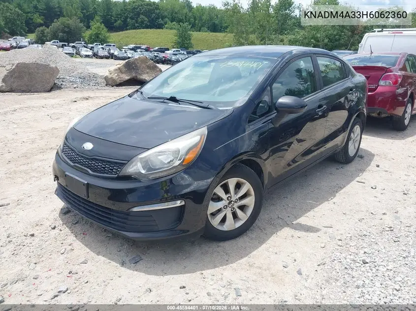 2017 Kia Rio Lx VIN: KNADM4A33H6062360 Lot: 45594401