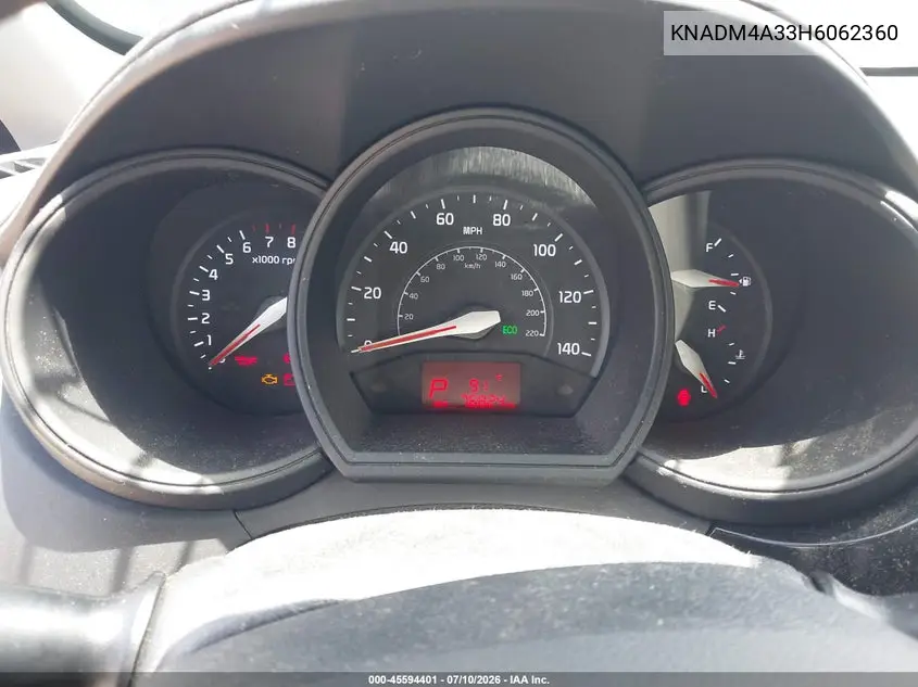 2017 Kia Rio Lx VIN: KNADM4A33H6062360 Lot: 45594401