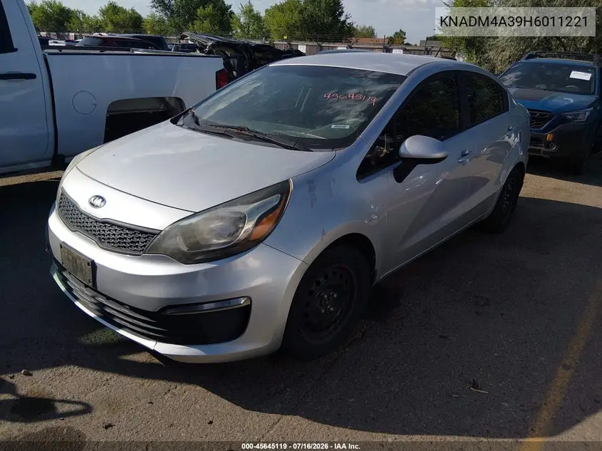 2017 Kia Rio Lx VIN: KNADM4A39H6011221 Lot: 45645119