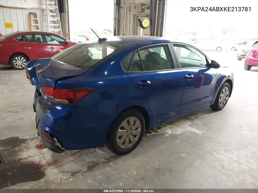 3KPA24ABXKE213781 2019 Kia Rio S