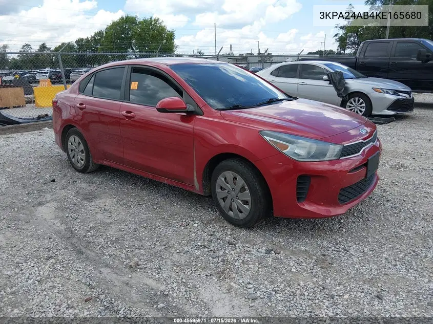 2019 Kia Rio S VIN: 3KPA24AB4KE165680 Lot: 45595971