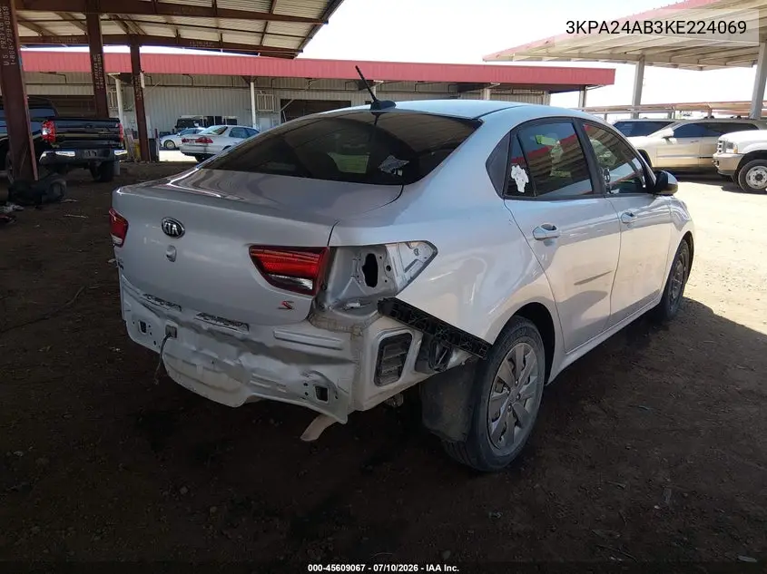 2019 Kia Rio S VIN: 3KPA24AB3KE224069 Lot: 45609067