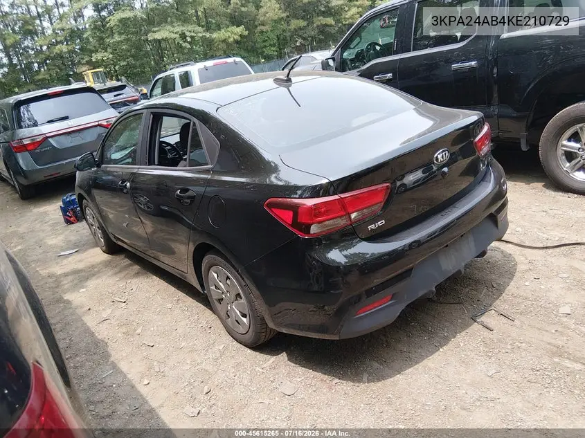 2019 Kia Rio Lx VIN: 3KPA24AB4KE210729 Lot: 45615265