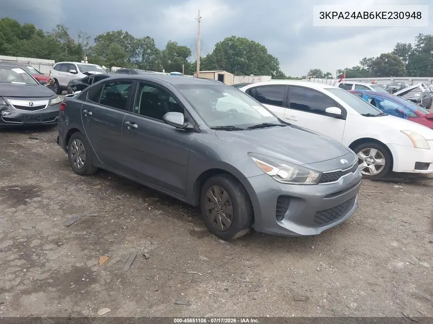 2019 Kia Rio S VIN: 3KPA24AB6KE230948 Lot: 45651106