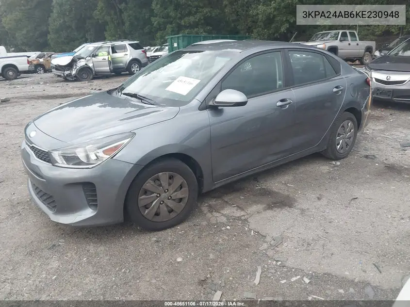 2019 Kia Rio S VIN: 3KPA24AB6KE230948 Lot: 45651106