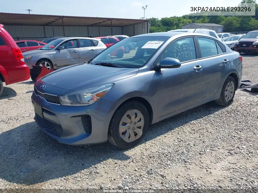 2020 Kia Rio S VIN: 3KPA24AD3LE293296 Lot: 45547843