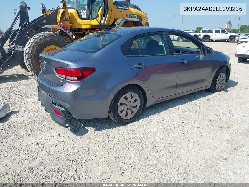 2020 Kia Rio S VIN: 3KPA24AD3LE293296 Lot: 45547843