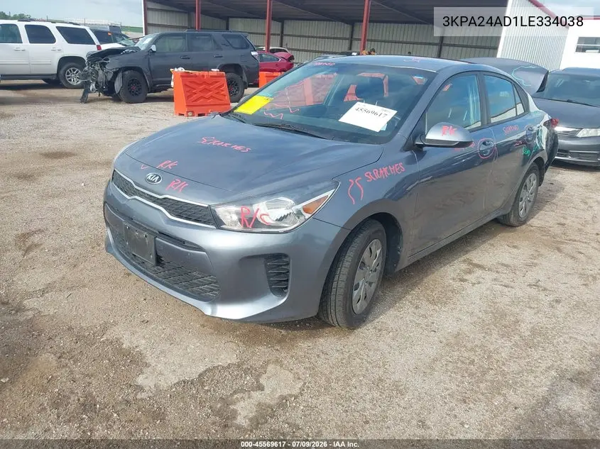 2020 Kia Rio S VIN: 3KPA24AD1LE334038 Lot: 45569617