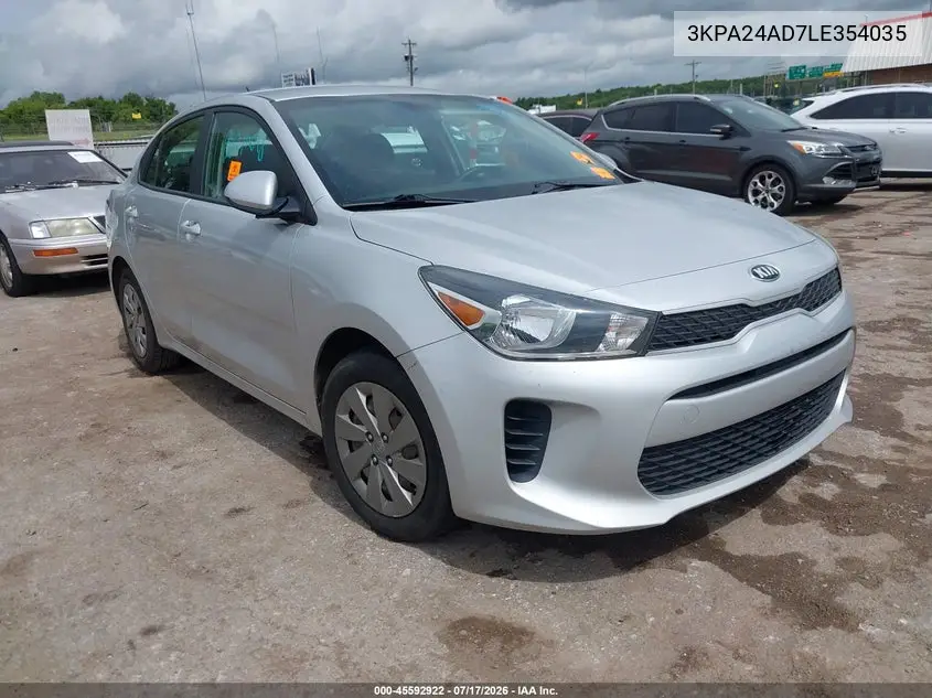 2020 Kia Rio Lx VIN: 3KPA24AD7LE354035 Lot: 45592922