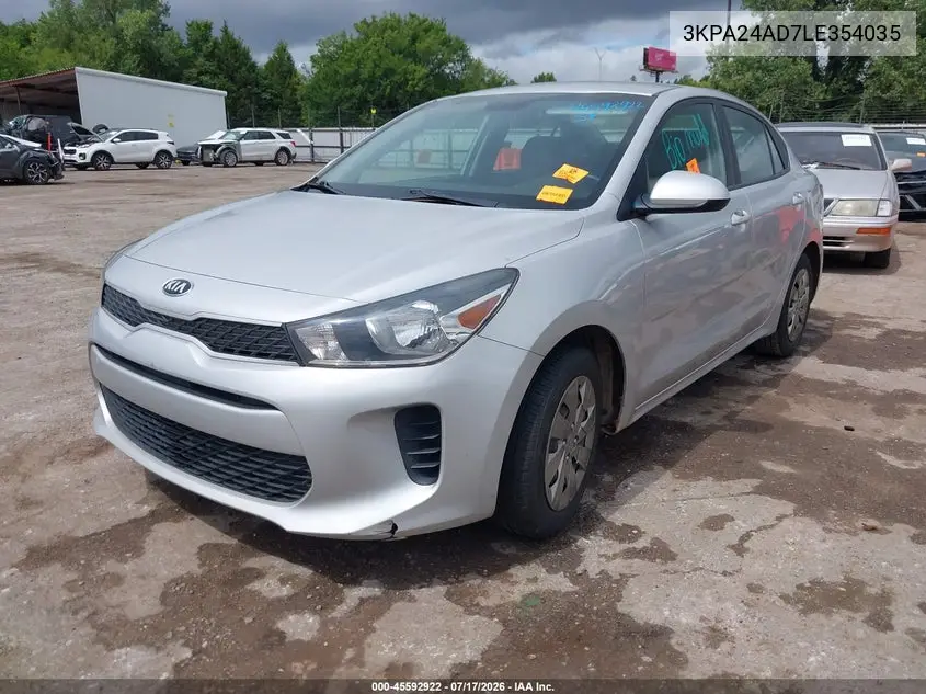 2020 Kia Rio Lx VIN: 3KPA24AD7LE354035 Lot: 45592922